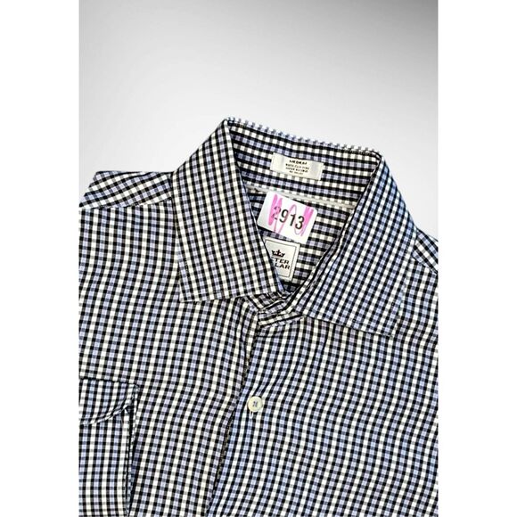 Peter Millar Shirt Men's Medium Casual Button‎ Down Up Blue/Black MultiCheck - Picture 1 of 10